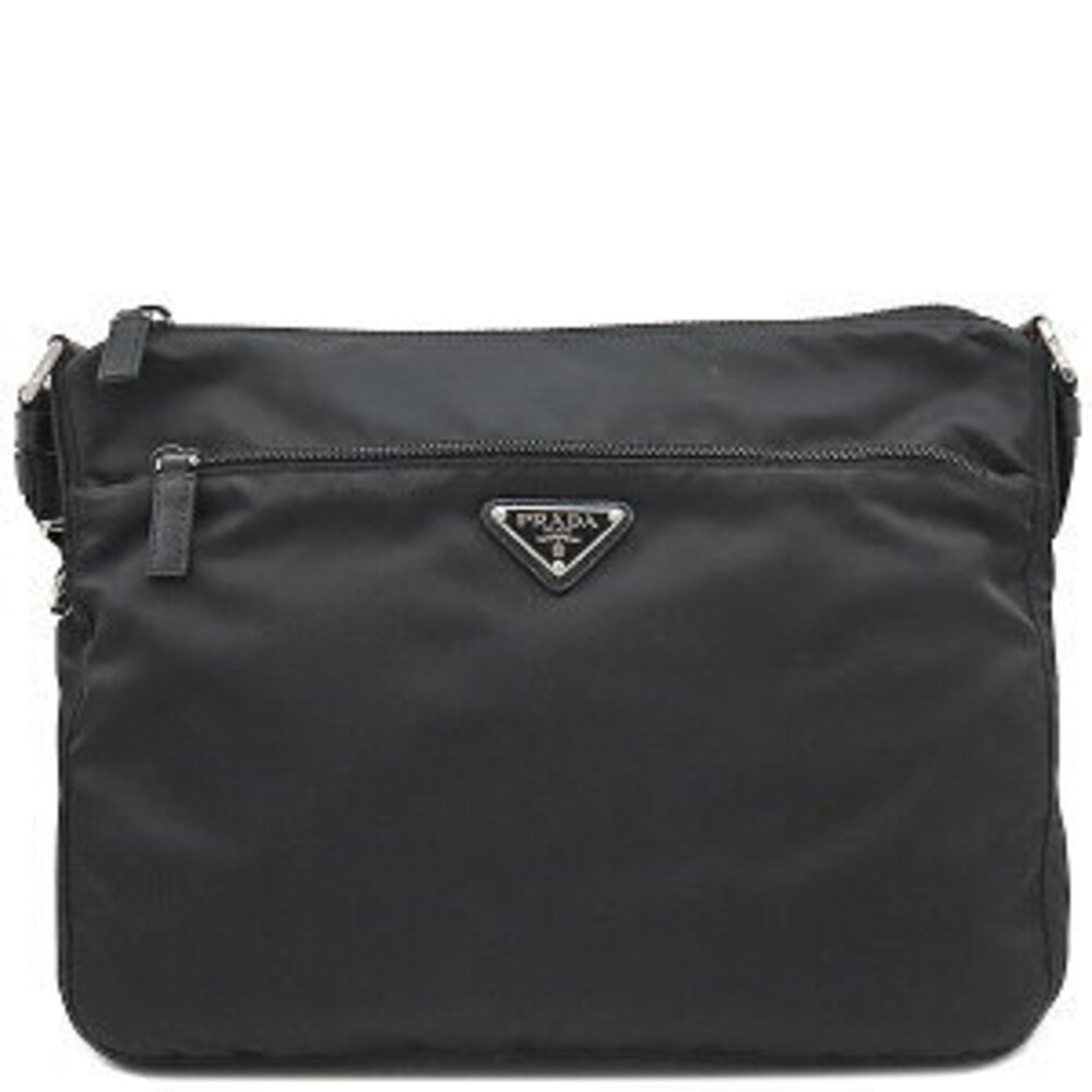 Prada Shoulder Bag Triangle Logo Black VELA